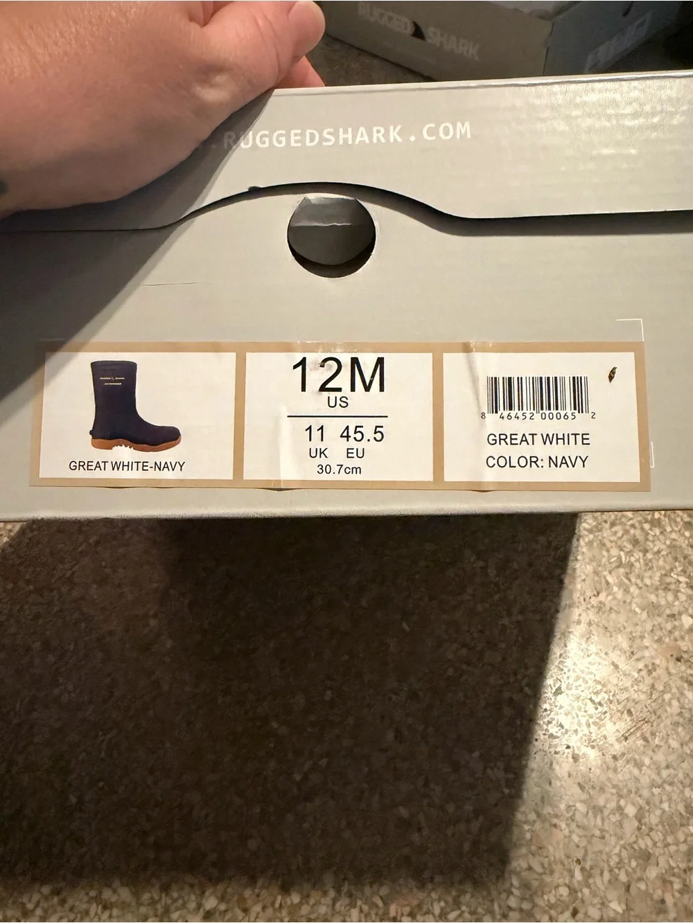Waterproof Men's Navy Rain Boots with Brown Sole